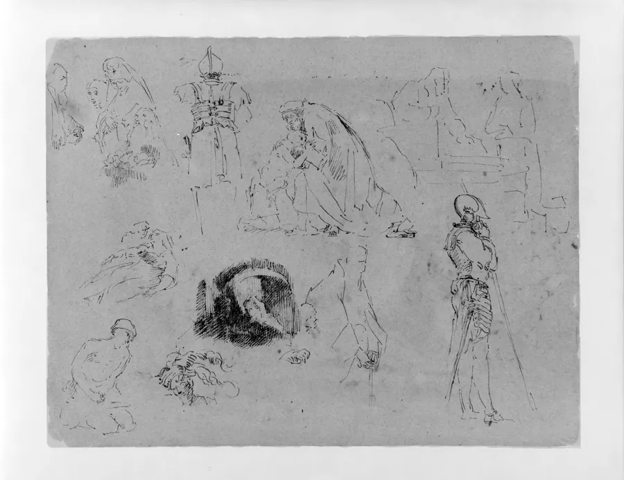 Figure Studies after Rembrandt Etchings (from Sketchbook) by Thomas Sully
