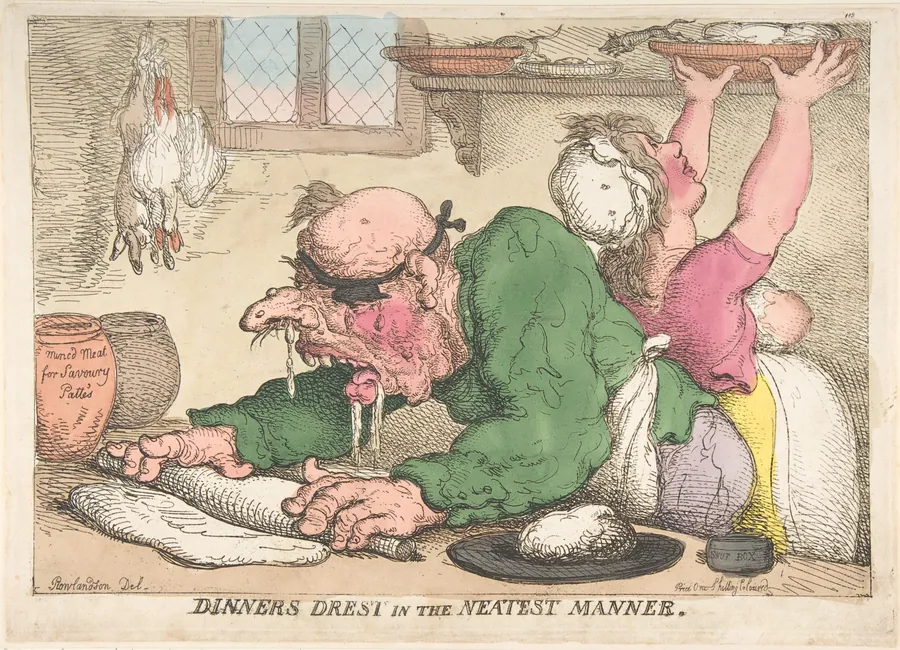 Dinners Drest in the Neatest Manner by Thomas Rowlandson