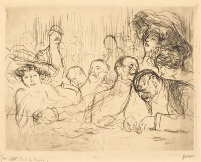 A la table de jeu (1ère planche) (At the Gambling Table) (first plate)