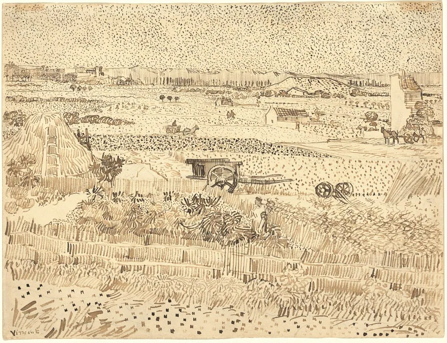 Harvest--The Plain of La Crau by Vincent van Gogh