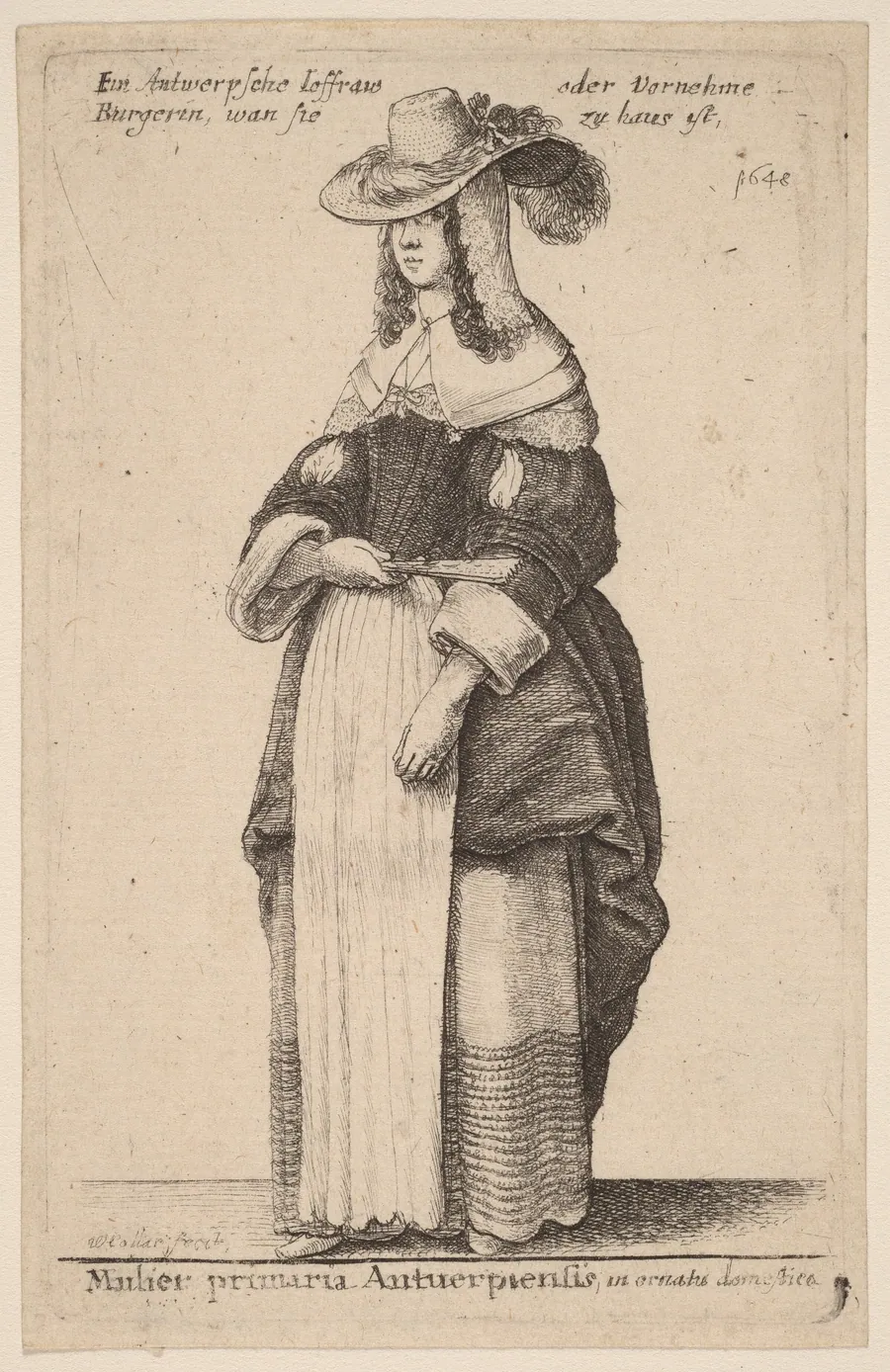 Mulier Primaria Antuerpiensis, in Ornatu Domestico by Wenceslaus Hollar