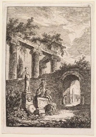 The Statue in Front of Ruins