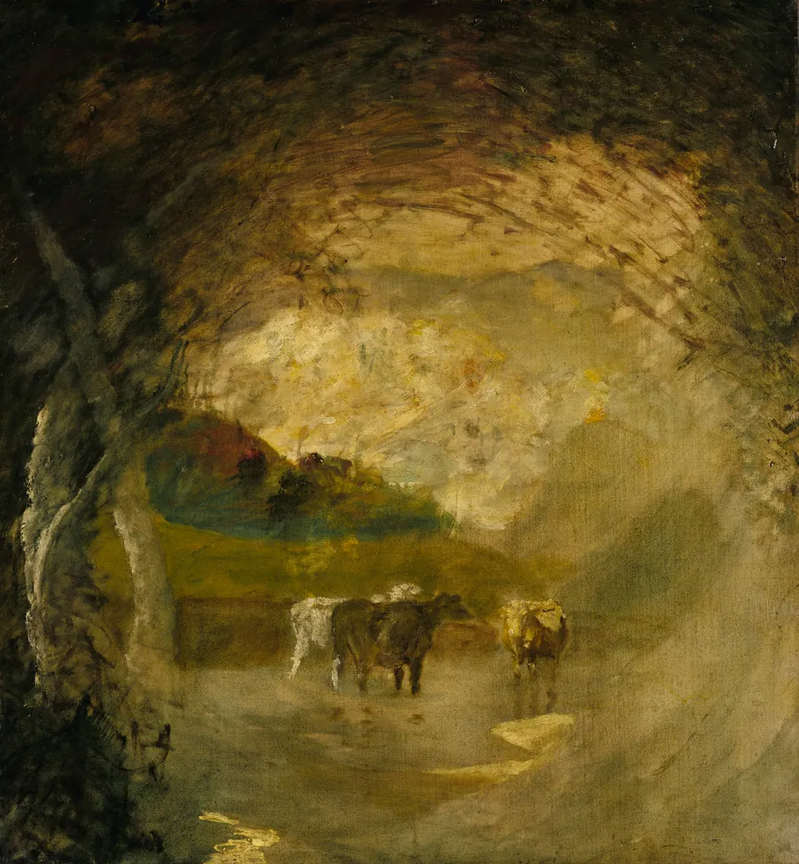 Landscape with Trees and Cattle by Albert Pinkham Ryder, born New Bedford, MA 1847-died New York City 1917