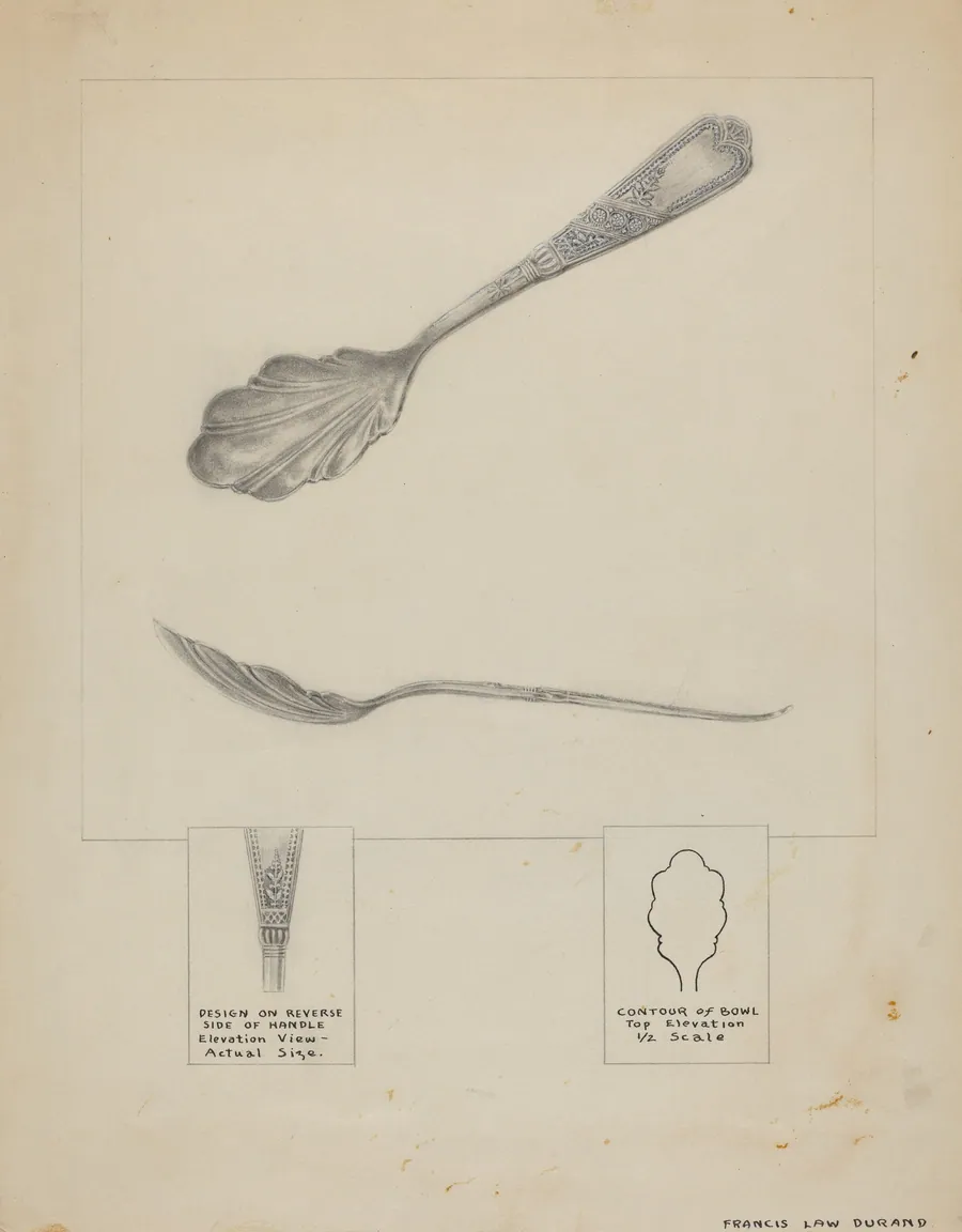 Silver Sugar Spoon by Francis Law Durand