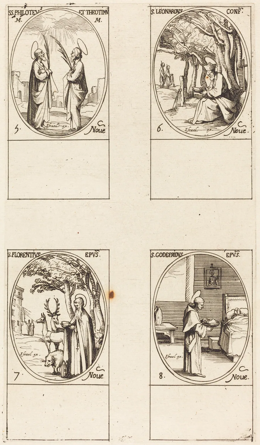 Sts. Philoteus and Theotimus; St. Leonard; St. Florentinus; St. Godfrey by Jacques Callot