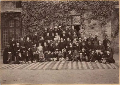 Middle Class Students and Staff, Bishop Cotton School, Shimla (verso)