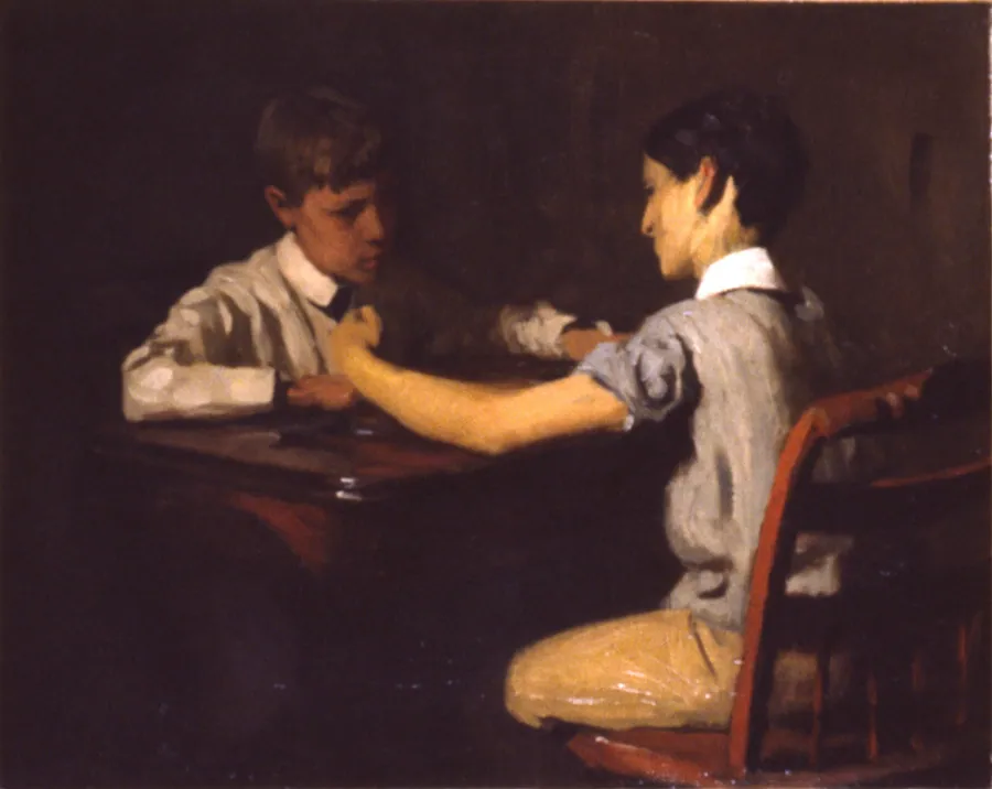 Checker Players by Thomas Anshutz, born Newport, KY 1851-died Fort Washington, PA 1912