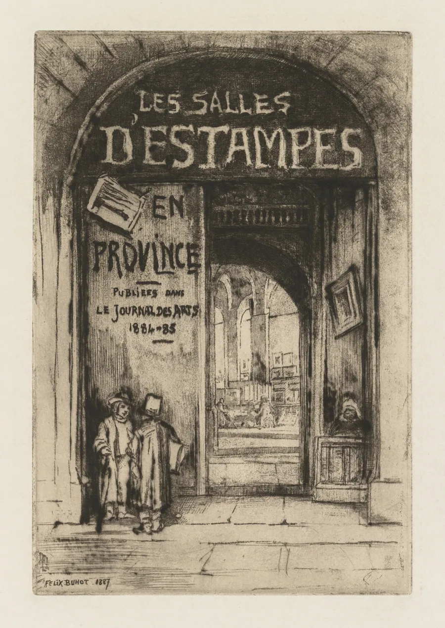 Les Salles d'Estampes en Province by Félix Hilaire Buhot