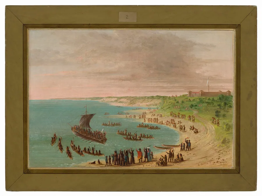 The Expedition Leaving Fort Frontenac on Lake Ontario.  November 18, 1678 by George Catlin