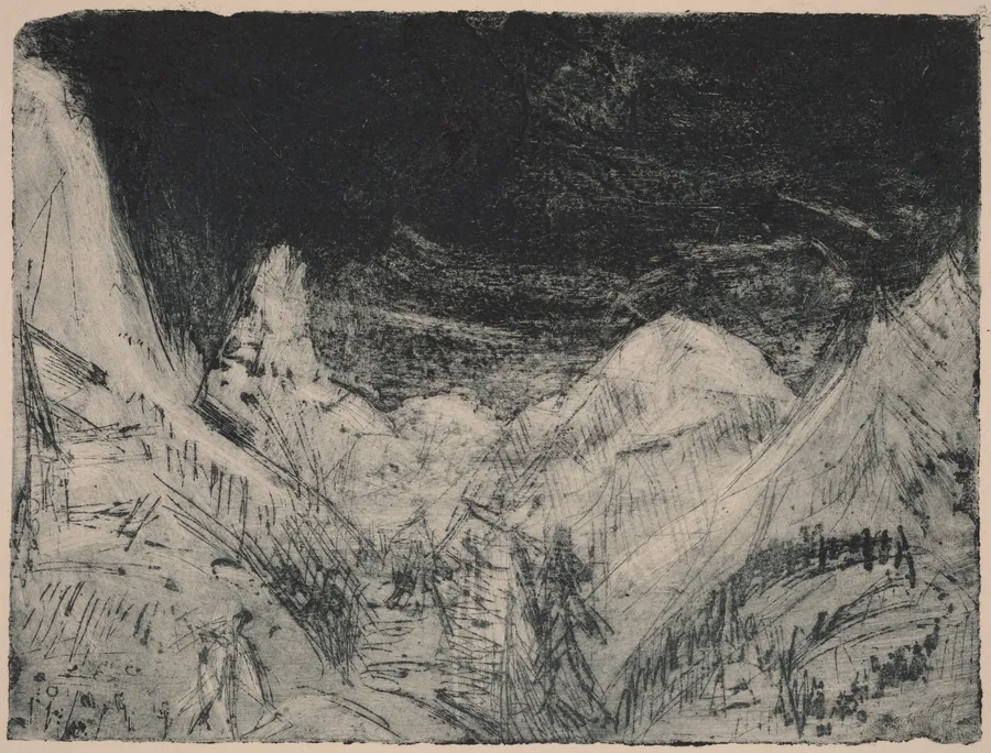 Mountain Landscape with Little Mowers by Ernst Ludwig Kirchner