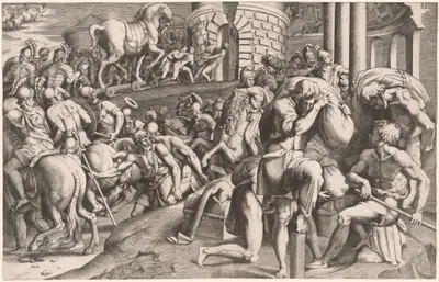 The Trojans Hauling the Wooden Horse into Troy
