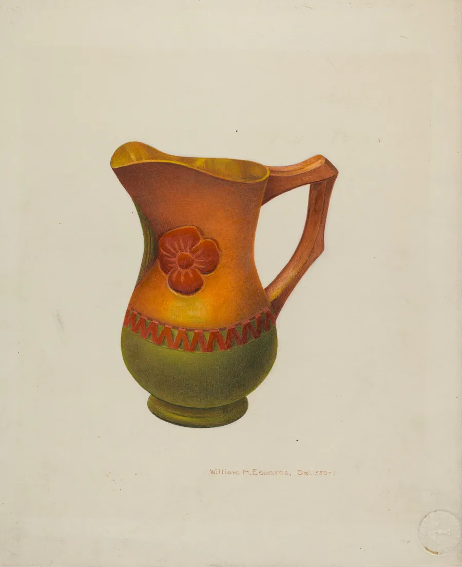 Carved Wooden Pitcher by William H. Edwards