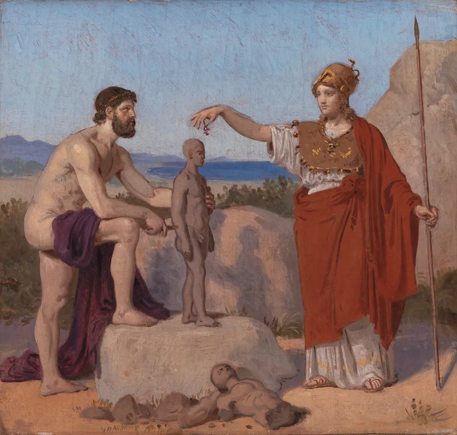 Prometheus danner mennesket af ler by Constantin Hansen