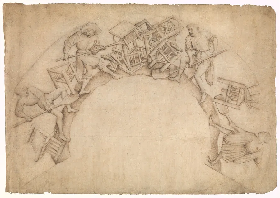 Men Shoveling Chairs (Scupstoel) by Vranke van der Stockt