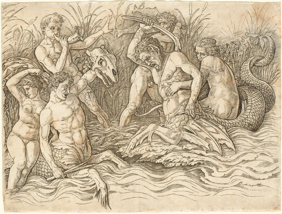 Battle of the Sea Gods [right half] by Andrea Mantegna
