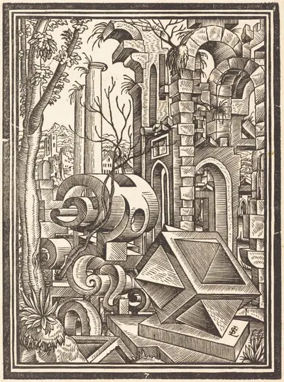 Fantasy of Perspectival Forms Set among Ruins