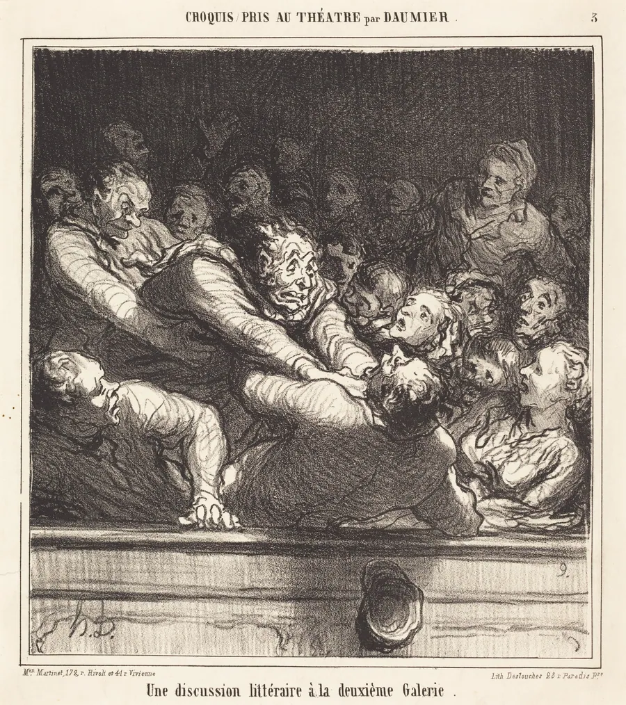 Une Discussion littéraire a la deuxième Galerie by Honoré Daumier