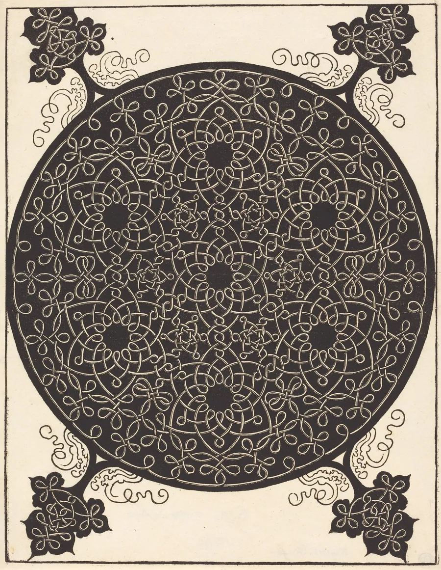 The Sixth Knot  (combining seven small systems of knots with black centers) by Albrecht Dürer