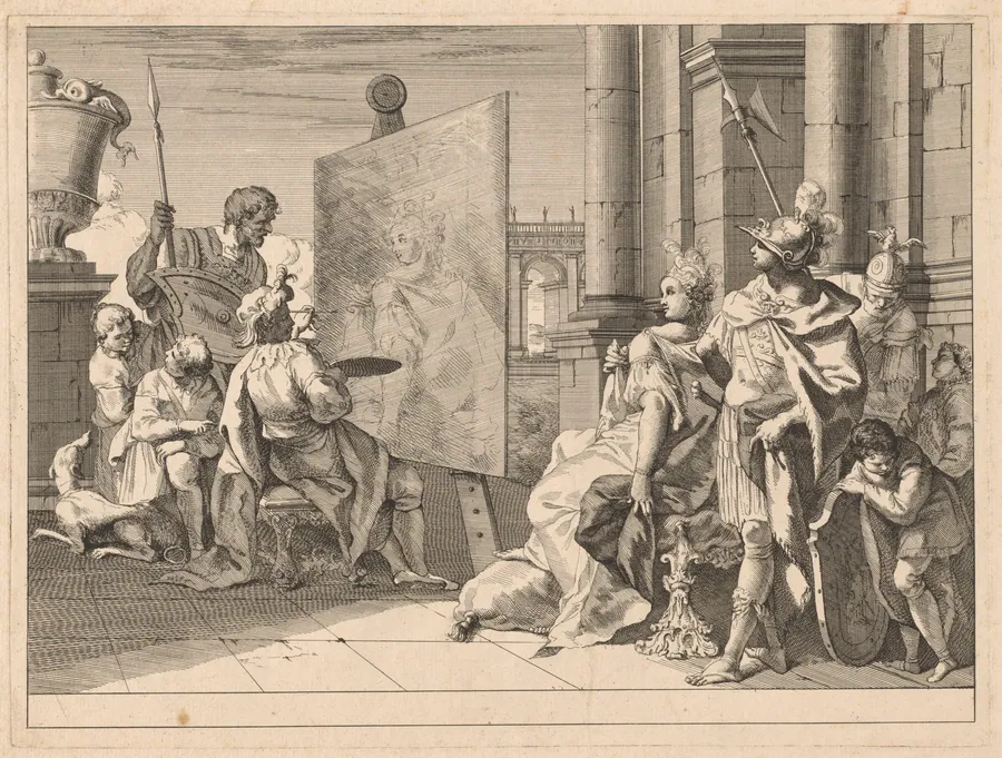 Alexander the Great and Campaspe in the Studio of Apelles by Francesco Fontebasso