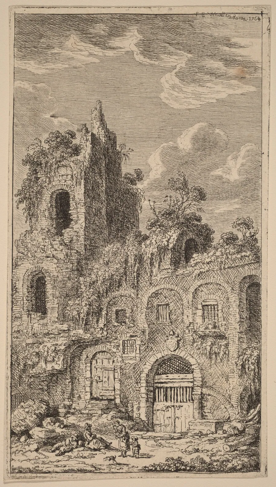 Fragment of the Old City Wall at San Giovanni Laterano by Franz Edmund Weirotter