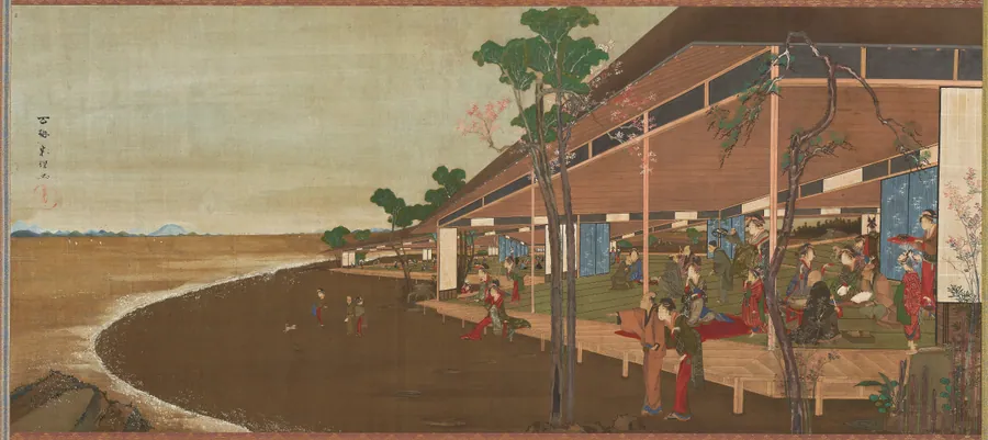 An amusement resort at the seashore by Katsushika Hokusai 葛飾北斎 (1760-1849)