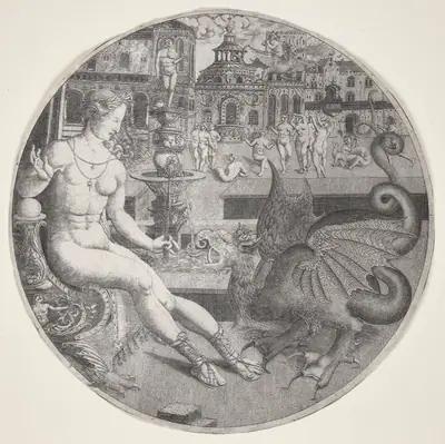 Naked Woman and a Dragon