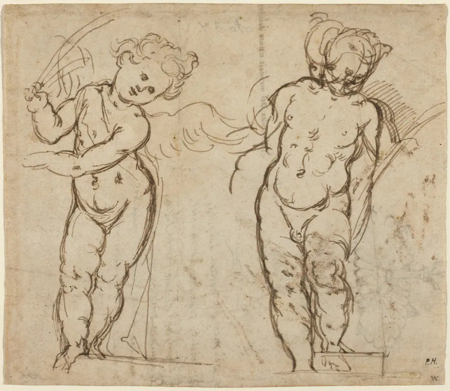Two Standing Putti [recto] by Italian 17th Century