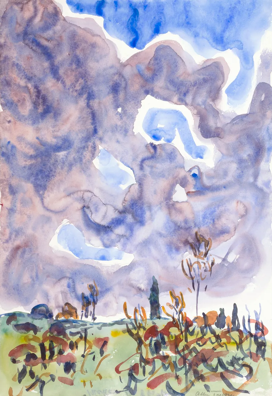 Watercolor no. 31, Landscape with Clouds by Allen Tucker, born Brooklyn, NY 1866-died New York City 1939