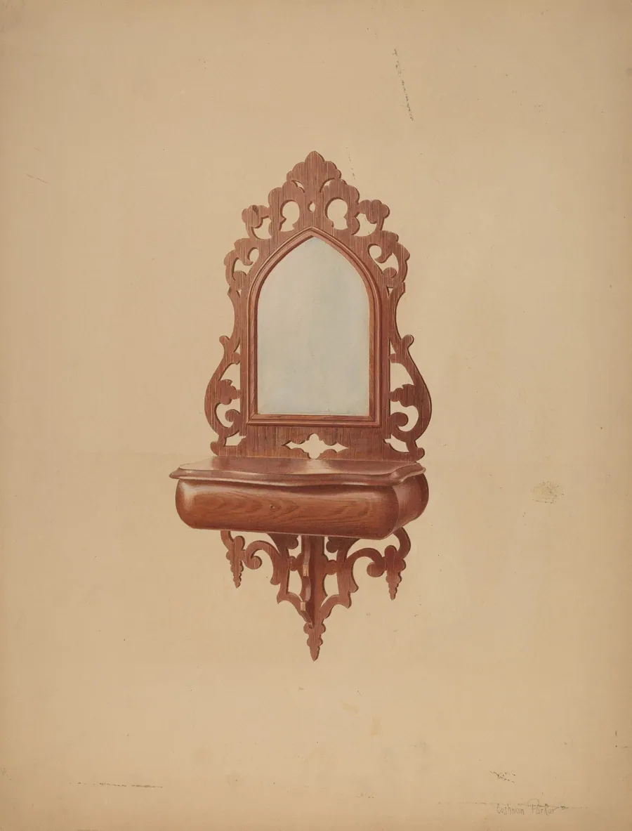 Mahogany Shaving Mirror by Cushman Parker