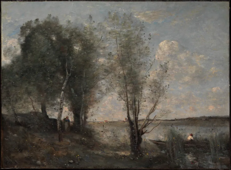 Boatman among the Reeds by Camille Corot