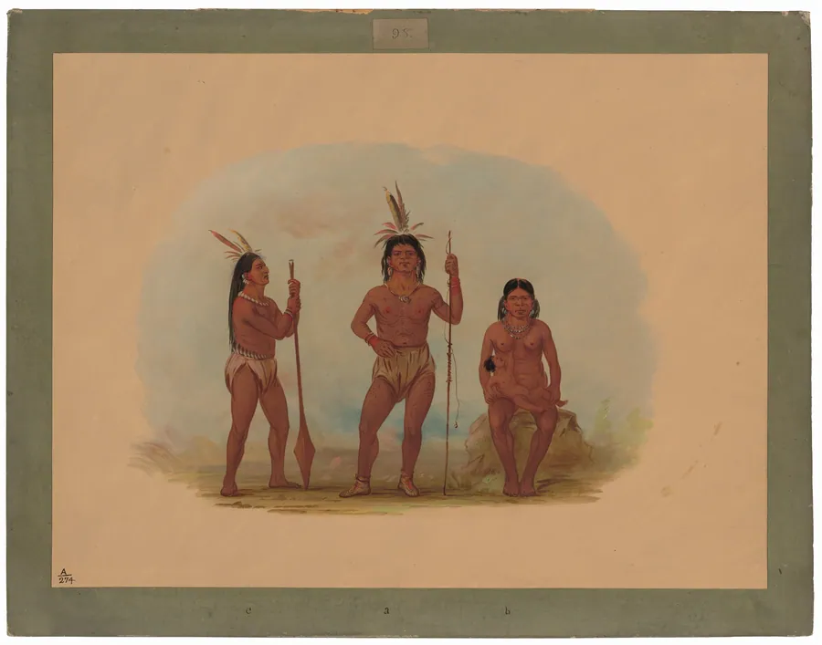 Klahoquaht Chief, His Wife, and Son by George Catlin