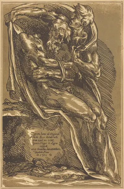 A Naked Man, Seated, with His Hands Tied