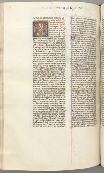 Fol. 368v, Malachi, historiated initial O, Malachi seated with a scroll