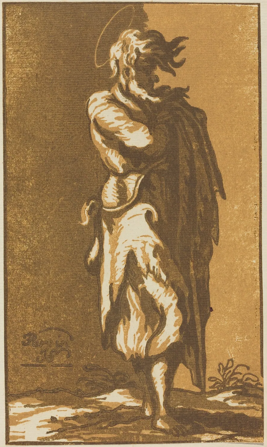 Male Saint Standing with Folded Arms, Facing to the Right by John Skippe