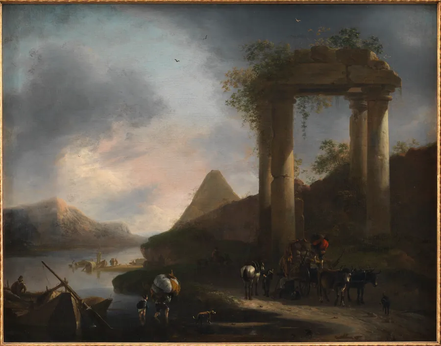 Italiensk landskab med antikke ruiner by Willem Schellinks