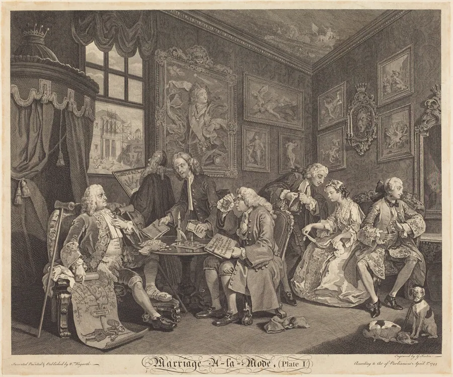 Marriage a la Mode: pl.1 by Louis Gerard Scotin