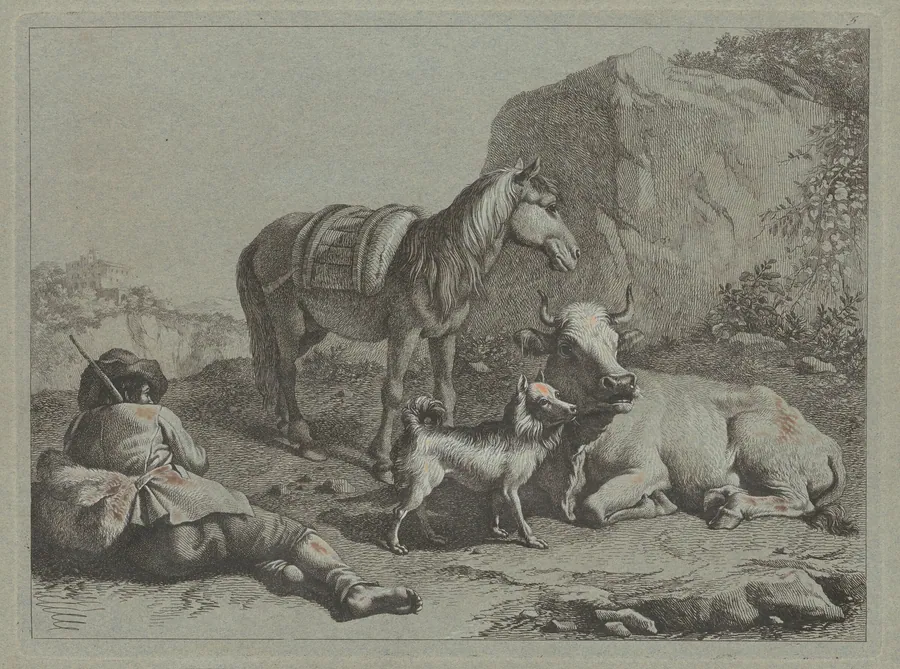 Reclining Shepherd with a Sack by Francesco Londonio