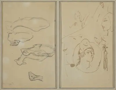 Five Sheep; Four Head Studies [verso]