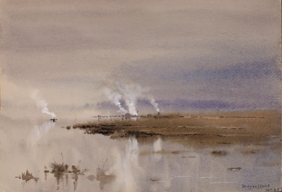 Sketch on the Potomac by Lorenzo J. Hatch, born Hartford, NY 1857-died Peking, China 1914