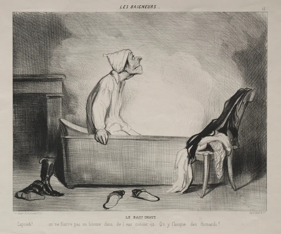 The Hot Bath by Honoré Daumier