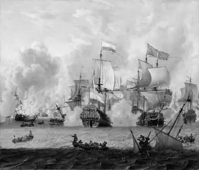 Slag mellem en engelsk og en hollandsk flåde ved La Hogue 29. maj 1692