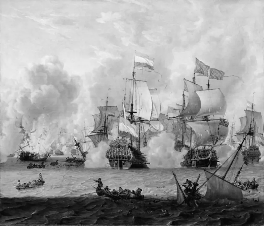 Slag mellem en engelsk og en hollandsk flåde ved La Hogue 29. maj 1692 by Abraham Storck