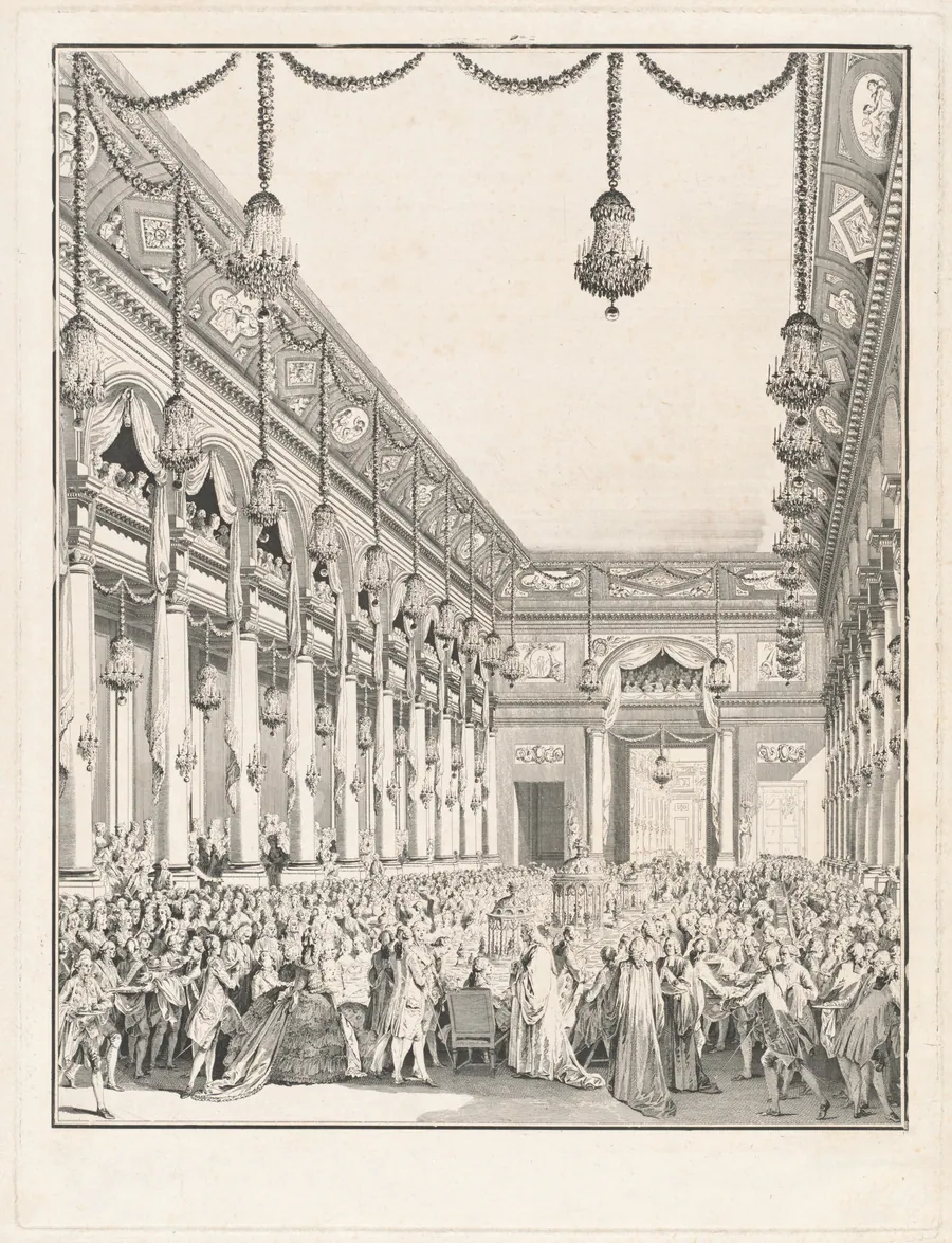 Le festin royal - Fête donnée à l'occasion de la naissance de Monseigneur le Dauphin, 21 janvier 1782 by Jean-Michel Moreau the Younger
