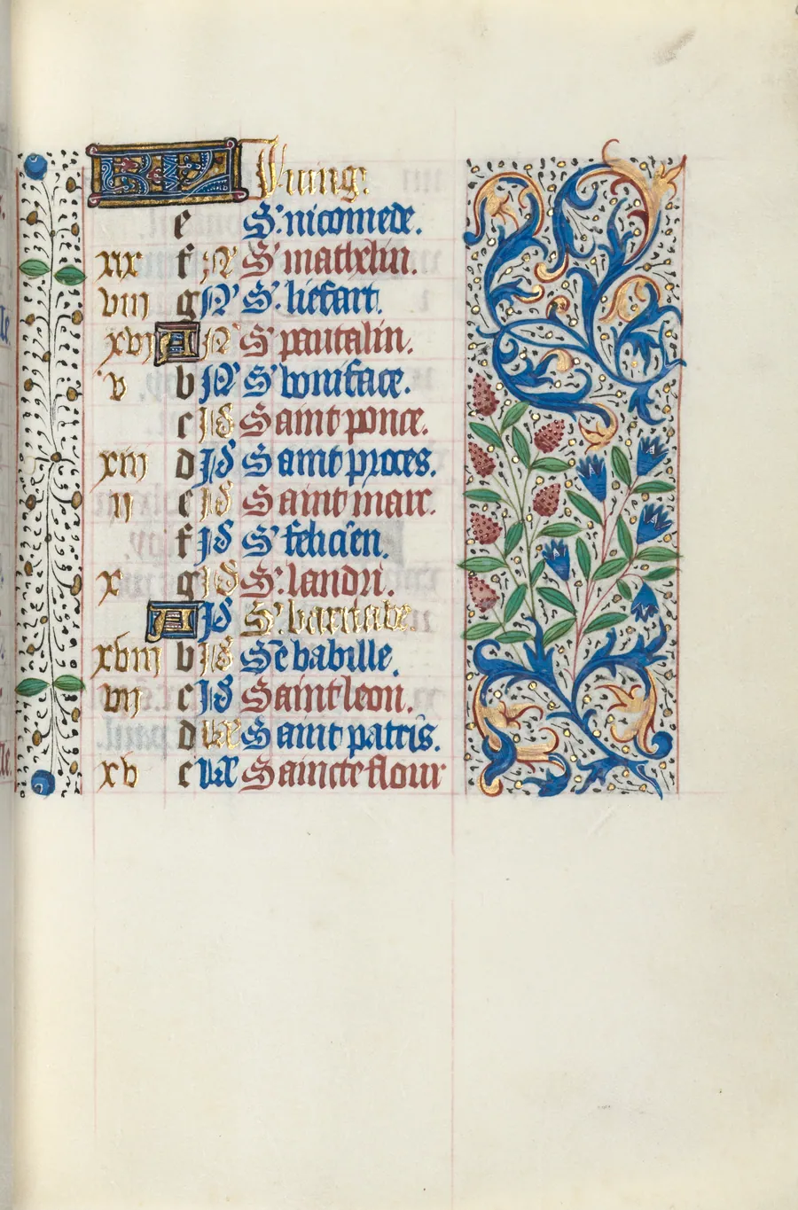 Book of Hours (Use of Rouen): fol. 51r, Calendar Page for June by Master of the Geneva Latini