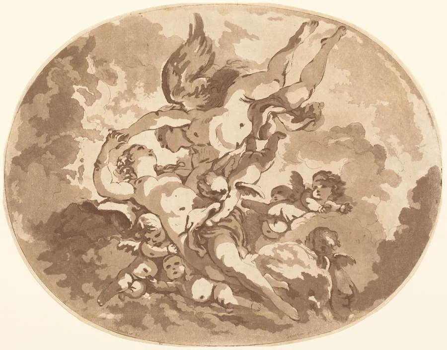 Eros and Psyche by Jean-Claude-Richard, Abbé de Saint-Non