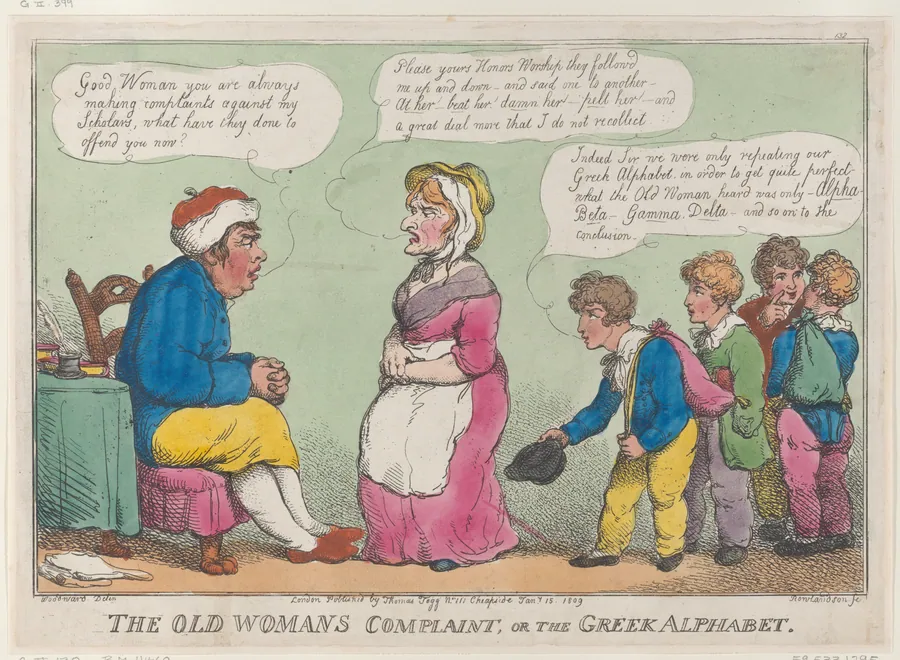 The Old Womans Complaint, or the Greek Alphabet by Thomas Tegg