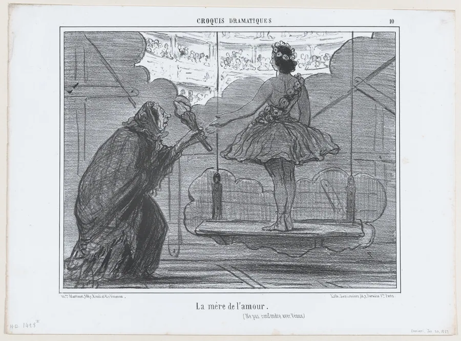 La mère de l'amour...., from Croquis Dramatiques, published in Le Charivari, January 20, 1857 by Aaron Martinet
