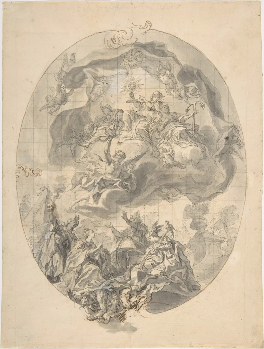 Veneration of the Eucharist by the Peoples of the World (Allegories of the Four Continents) by Gottfried Bernhard Goetz