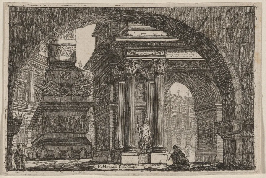 Ancient Forum Seen Beneath an Arch by Pierre Moreau