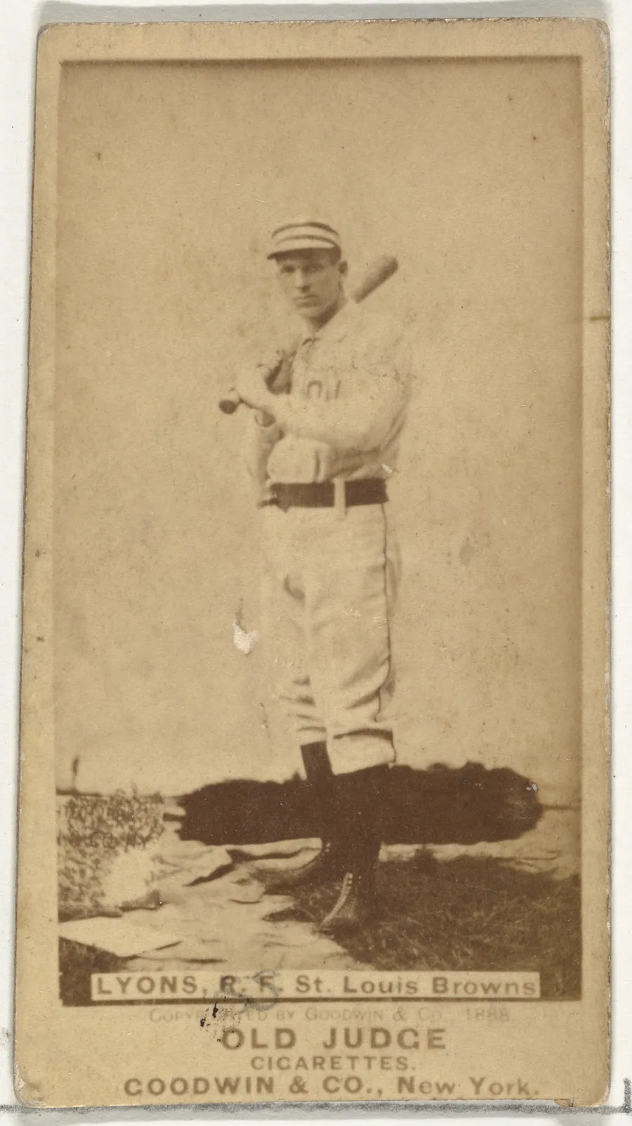 Harry Lyons, Right Field, St. Louis Browns, from the Old Judge series (N172) for Old Judge Cigarettes by Goodwin & Company